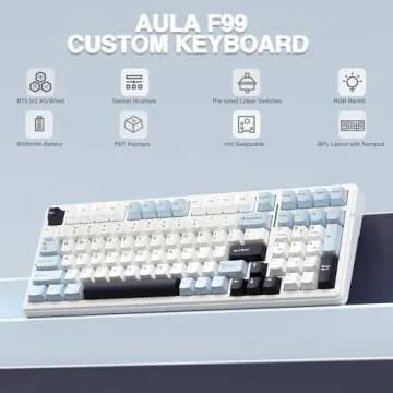 AULA F99 Wireless Mechanical Keyboard, Hot Swappable Custom Keyboard,Pre-lubed Linear Switches,Gaske...