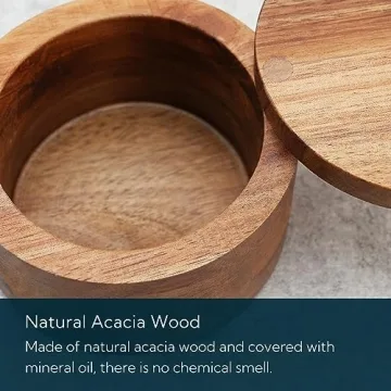Elegant KITCHENDAO Acacia Wood Salt Cellar for Kitchen