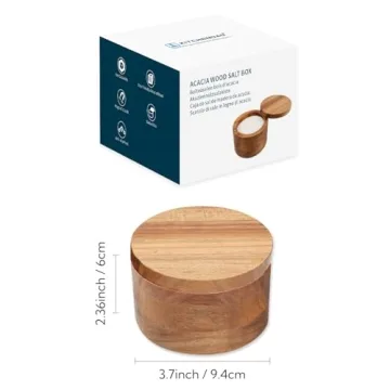 Elegant KITCHENDAO Acacia Wood Salt Cellar for Kitchen