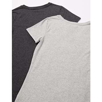 Amazon Essentials Women's Classic-Fit Short-Sleeve V-Neck T-Shirt, Pack of 2, Charcoal Heather/Light...