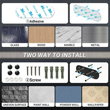 Swaitee Paper Towel Holder, Easy Tear Wall Mount Under Cabinet with Damping Function, Stainless Steel Paper Roll Holder Adhesive or Screw for Bathroom (Black)