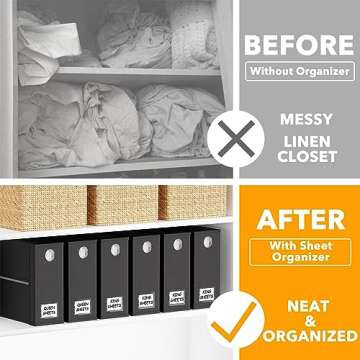 SpaceAid 6 Pack Bed Sheet Organizers and Storage, Foldable Sheet Organizer with Window for Linen Clo...
