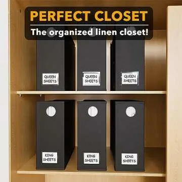 SpaceAid 6 Pack Bed Sheet Organizers and Storage, Foldable Sheet Organizer with Window for Linen Closet, Sheets Set Folder Keeper for Queen & King Size Bedding Storage (Black)