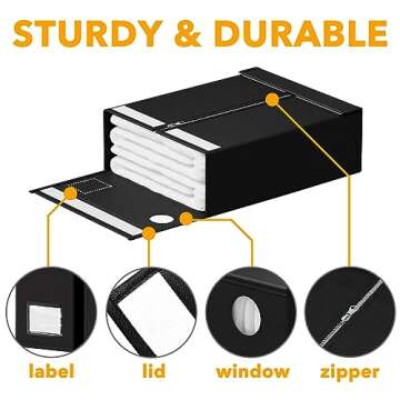 SpaceAid 6 Pack Bed Sheet Organizers and Storage, Foldable Sheet Organizer with Window for Linen Closet, Sheets Set Folder Keeper for Queen & King Size Bedding Storage (Black)