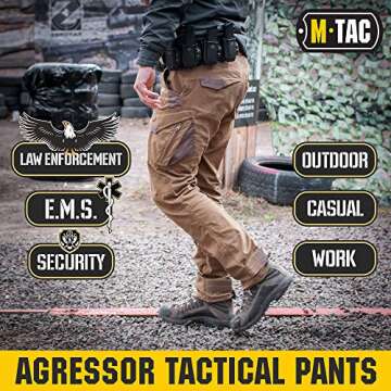 Aggressor Flex - Tactical Pants - Men Black Cotton with Cargo Pockets (Coyote Brown, W32 / L34)