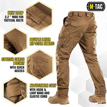 Aggressor Flex - Tactical Pants - Men Black Cotton with Cargo Pockets (Coyote Brown, W32 / L34)