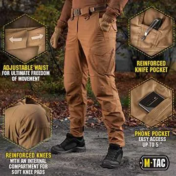 Aggressor Flex - Tactical Pants - Men Black Cotton with Cargo Pockets (Coyote Brown, W32 / L34)