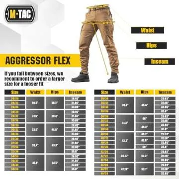 Aggressor Flex - Tactical Pants - Men Black Cotton with Cargo Pockets (Coyote Brown, W32 / L34)