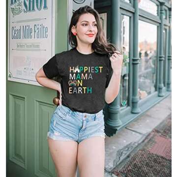 Magical Shirt for Women Happiest Mama On Earth Tee Magic Kingdom Castle Tshirt Family Holiday Vacation Short Sleeve Top Grey