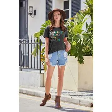 Magical Shirt for Women Happiest Mama On Earth Tee Magic Kingdom Castle Tshirt Family Holiday Vacation Short Sleeve Top Grey