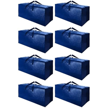 Cosy Family 8 Pack Heavy Duty Extra Large Moving Bags with Backpack Straps - Strong Handles & Zipper...