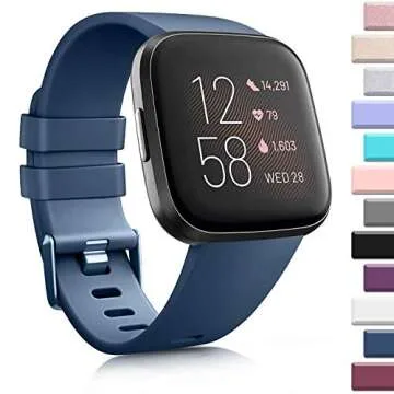 3 Pack Soft TPU Bands for Fitbit Versa - Sports Waterproof Strap in Olive Green, Navy Blue, Gray