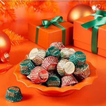 Holiday Peanut Butter Miniature Cups - Bulk Milk Chocolate Peanut Butter Cups Christmas Candy - Individually Wrapped in Festive Red Green & Gold Foils – Bulk Pack (3 Pound)