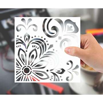GSS Designs Pack of 4 Stencils Set (6x6 Inch) Laser Cut Painting Stencil Floor Wall Tile Fabric Wood Stencils -Reusable Template (SL-006)