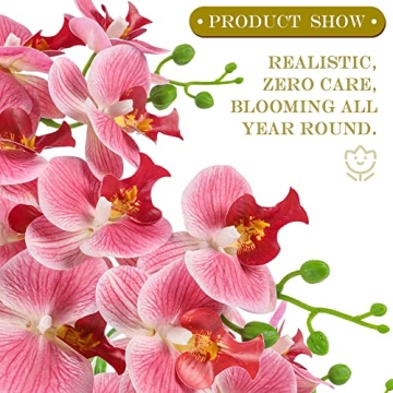 Elegant SAN MU Artificial Orchids in Gold Vase for Home Decor