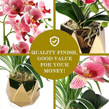 Elegant SAN MU Artificial Orchids in Gold Vase for Home Decor