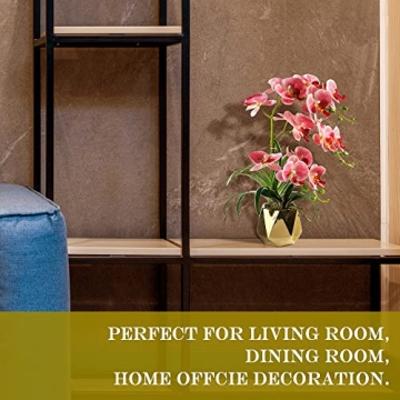 Elegant SAN MU Artificial Orchids in Gold Vase for Home Decor