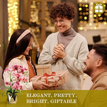 Elegant SAN MU Artificial Orchids in Gold Vase for Home Decor