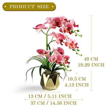 Elegant SAN MU Artificial Orchids in Gold Vase for Home Decor