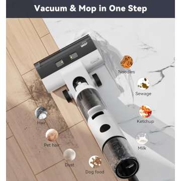 JONR ED12 Cordless Wet Dry Vacuum Cleaner, Vacuum and Mop Combo for Hard Floor, Self Propelled, 0.1I...