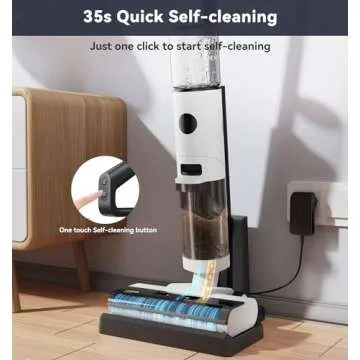 JONR ED12 Cordless Wet Dry Vacuum Cleaner, Vacuum and Mop Combo for Hard Floor, Self Propelled, 0.1Inch Edge Cleaning, One-Step Self-Cleaning, Powerful Suction for Cleaning Spill, Pet Hair