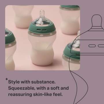 Tommee Tippee Natural Start Anti Colic BPA Free Silicone Baby Bottles, 9oz, Newborn 0+ Months, Silic...