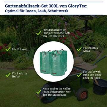 Glorytec 3-Pack 80 Gallons Garden Bag - Extra Large Reusable Leaf Bags - Garden Waste Bags - Collaps...