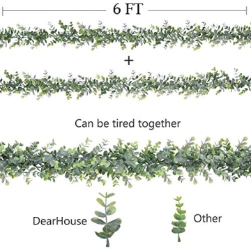 DearHouse Faux Eucalyptus Garland - 2 Pack Greenery Decor