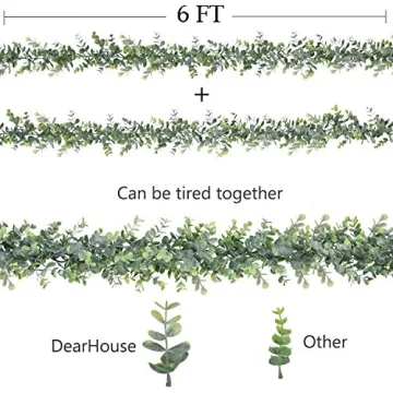 DearHouse Faux Eucalyptus Garland - 2 Pack Greenery Decor