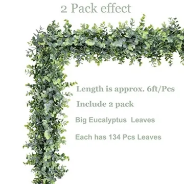 DearHouse Faux Eucalyptus Garland - 2 Pack Greenery Decor