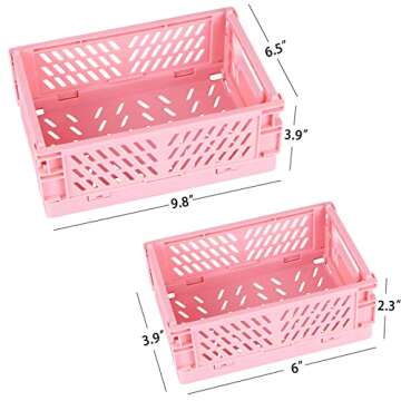 Tixill 2-Pack Mini Foldable Plastic Baskets for Organizing and Storage, Collapsible Storage Crate fo...