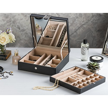 Elegant Glenor 28 Compartment Jewelry Box with Mirror