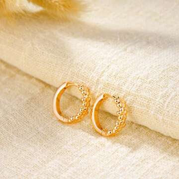 FETTERO 14K Gold Plated Earrings for Women Gold Huggie Hoops Lightweight Small Dainty Hoop Earrings Simple Trendy Hypoallergenic Hoops Jewelry Gift | Cubic Zirconia Huggie Earrings -Flower CZ