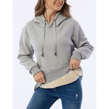 Haellun Women's Winter Sherpa Lined Pullover Hoodie