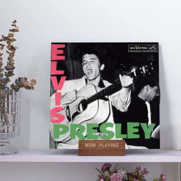 Vinyl Record Holder Display Stand - Tabletop Now Playing Album Cover Holder - Now Spinning Record Rack - Single CD Stand LP Display Shelf - Wooden Vinyls Records Storage Organizer - Modern Home Decor