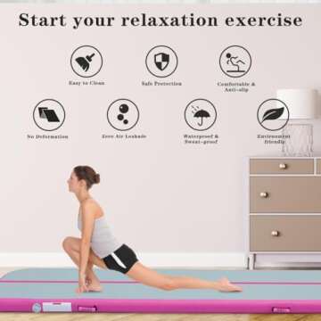 PPXIA Air Tumble Track Mat 6.6ft 10ft 13ft 16ft 20ft Inflatable Gymnastics Tumbling Mat with Air Pump for Kids Adults, 4/8 inch Thick Gymnastic Mats for Home Use Gym Outdoor Cheerleading Training