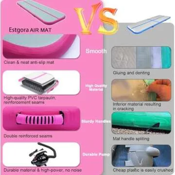 PPXIA Air Tumble Track Mat 6.6ft 10ft 13ft 16ft 20ft Inflatable Gymnastics Tumbling Mat with Air Pump for Kids Adults, 4/8 inch Thick Gymnastic Mats for Home Use Gym Outdoor Cheerleading Training