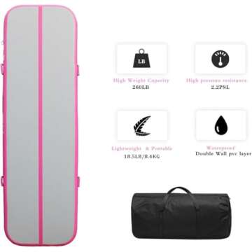 PPXIA Air Tumble Track Mat 6.6ft 10ft 13ft 16ft 20ft Inflatable Gymnastics Tumbling Mat with Air Pump for Kids Adults, 4/8 inch Thick Gymnastic Mats for Home Use Gym Outdoor Cheerleading Training