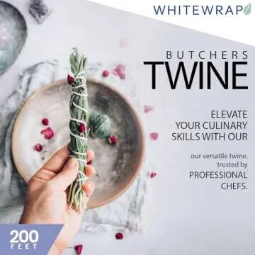 Twine String | Butchers Twine for Turkey Trussing |1.2mm Kitchen Twine String for Meat Cooking and Food Oven Safe| 1 Piece x 200 Feet| Twine for Crafts|Bakers Twine|Wired Heavy Natural Cotton