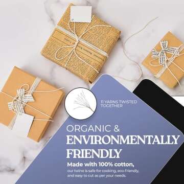 Twine String | Butchers Twine for Turkey Trussing |1.2mm Kitchen Twine String for Meat Cooking and Food Oven Safe| 1 Piece x 200 Feet| Twine for Crafts|Bakers Twine|Wired Heavy Natural Cotton