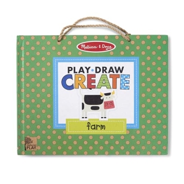 Melissa & Doug Natural Play: Play, Draw, Create Reusable Drawing & Magnet Kit – Farm (38 Magnets, ...