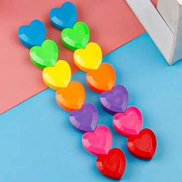 7Pcs/Pack Highlighters Heart-Shape Coloring Markers Pocket Marker Pen Stackable Removable Birthday Set for Kid