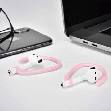 ICARERSPACE Ear Hooks Compatible with Apple AirPods 1, 2, 3, Pro and Pro 2, Anti-Slip Sports EarPds Ear Hooks for AirPods 1, 2, 3 Pro and Pro 2- Pink