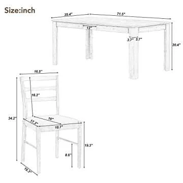 LUMISOL Dining Table Set for 6, Extendable Kitchen Table Set with 6 Upholstered Chairs, 12" Removabl...