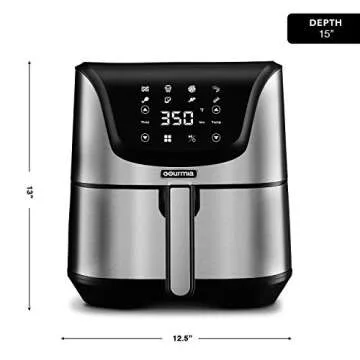 Gourmia GAF635 Digital Multi Mode Air Fryer - Oil-Free Healthy Cooking - 8 Preset Cook Modes - 6-Quart Capacity - Stainless Steel - Removable, Dishwasher-Safe Basket - Free Recipe Book Included