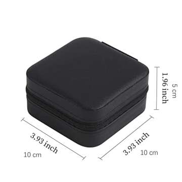 CARURLIFF Mini Jewelry Travel Case,Small Travel Jewelry Organizer,Travel Portable Jewelry Case for Ring, Pendant, Earring, Necklace, Bracelet Organizer Storage Holder Boxes (Black)