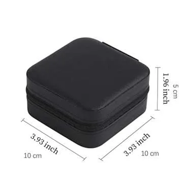 CARURLIFF Mini Jewelry Travel Case,Small Travel Jewelry Organizer,Travel Portable Jewelry Case for Ring, Pendant, Earring, Necklace, Bracelet Organizer Storage Holder Boxes (Black)