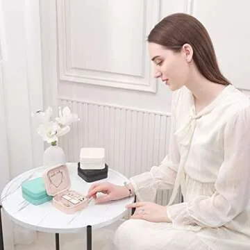 CARURLIFF Mini Jewelry Travel Case,Small Travel Jewelry Organizer,Travel Portable Jewelry Case for Ring, Pendant, Earring, Necklace, Bracelet Organizer Storage Holder Boxes (Black)