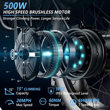 PEXPMOR Electric Bike: 500W, Removable Battery E-Bike