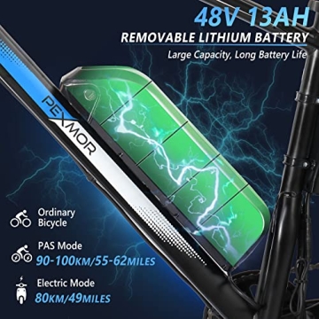 PEXPMOR Electric Bike: 500W, Removable Battery E-Bike